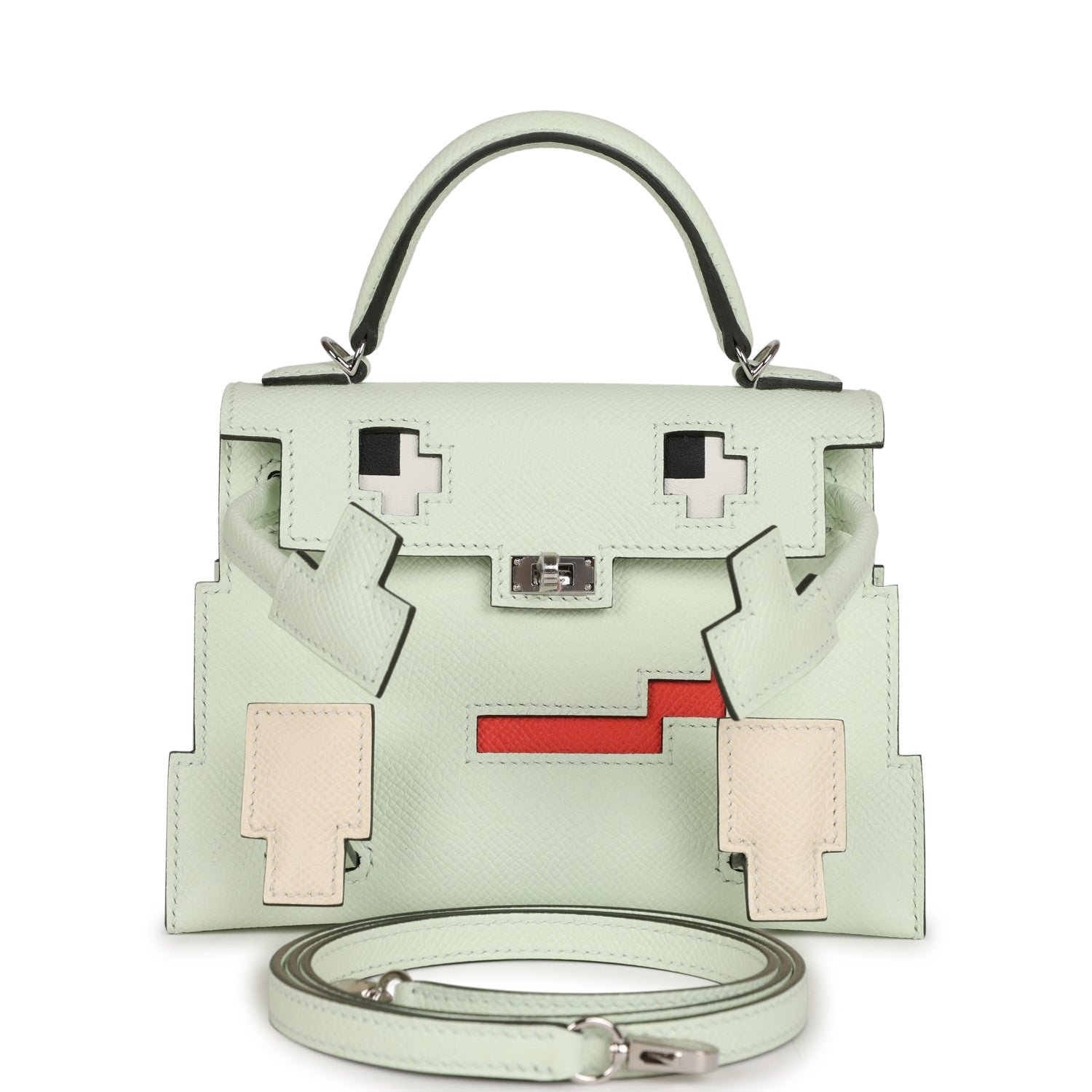 de823d605df495fb7a8d204af465906557501b41 Hermes “Quelle Idolle” Picto Kelly Doll Vert Fizz Epsom Palladium Hardware - Image 1