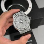 Hublot Classic Fusion Full Diamonds Moissanite Pave 42mm – Customize Diamod - Image 3