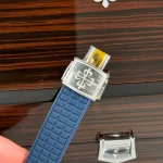 Patek Philippe Aquanaut 5067A-025 35.6mm Blue Dial Diamond Bezel Moissanite Steel – Customize Version - Image 4