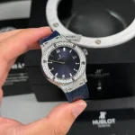 Hublot Classic Fusion Diamonds Moissanite Pave 33mm Blue Dial – Handcrafted Diamod - Image 2