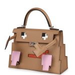 Hermes “Quelle Idolle” Picto Kelly Doll Chai/Mauve Sylvestre/Bleu Celeste/Terre Battue Epsom Palladium Hardware - Image 3