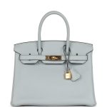 Hermes Birkin 30 Bleu Pale Clemence Gold Hardware