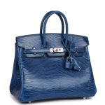 Hermes Birkin 25 Bleu Saphir Lizard Palladium Hardware - Image 2