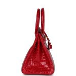 Hermes Birkin 30 Braise Shiny Porosus Crocodile Gold Hardware - Image 3