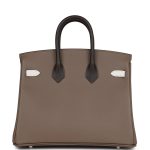 Hermes Birkin 25 Tri-color Etoupe, Ebene and Gris Pale Epsom Palladium Hardware - Image 4