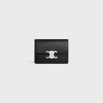 CARD HOLDER WITH FLAP TRIOMPHE IN SHINY CALFSKIN BLACK