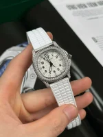 Patek Philippe Aquanaut 5067A-011 White full moissanite 35mm – Handcrafted Diamod - Image 2