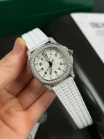 Patek Philippe Aquanaut 5067A-011 White full moissanite 35mm – Handcrafted Diamod - Image 3