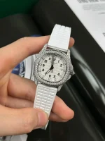 Patek Philippe Aquanaut 5067A-011 White full moissanite 35mm – Handcrafted Diamod - Image 7